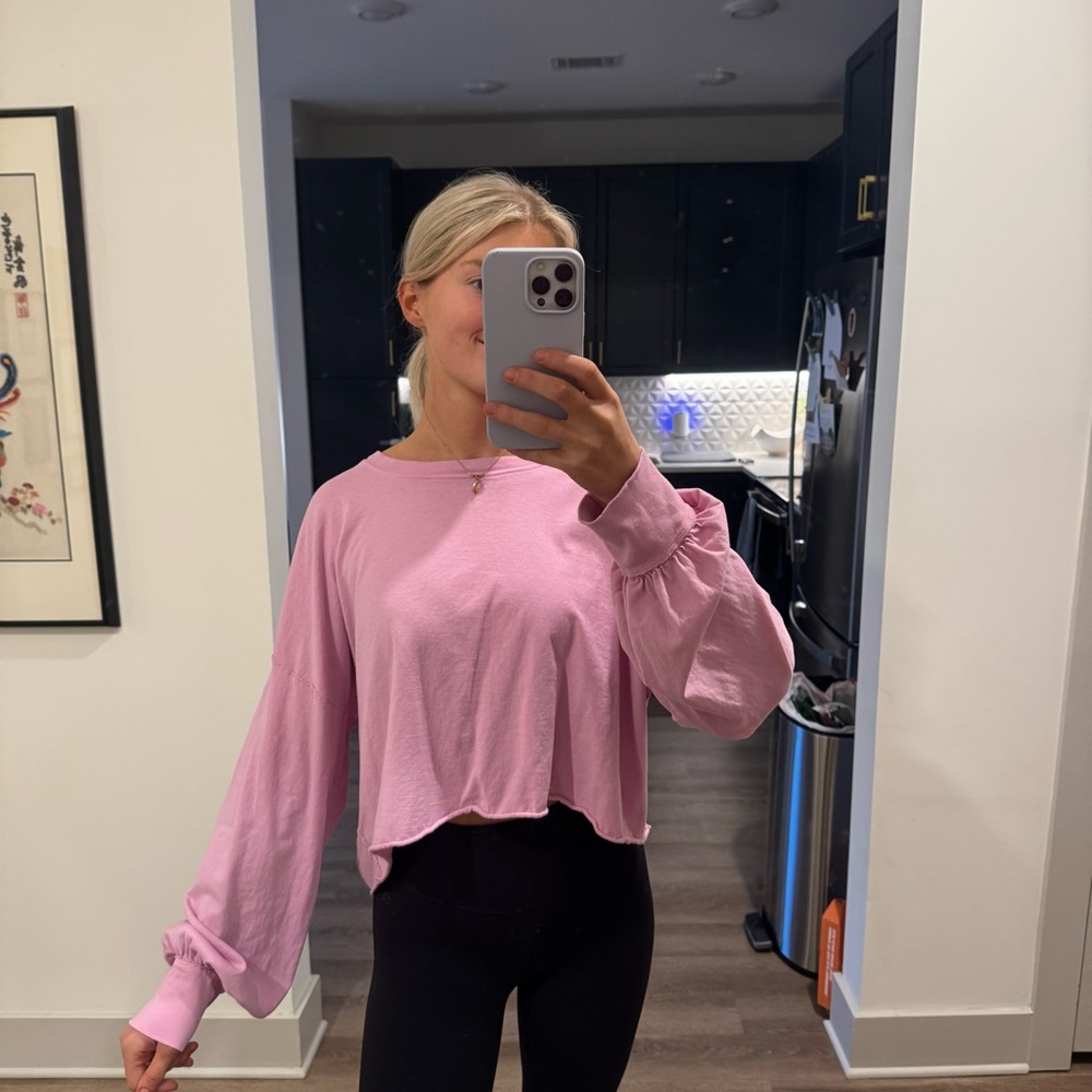 Free People We The Free Pink Long Sleeve T-Shirt - SIZE L